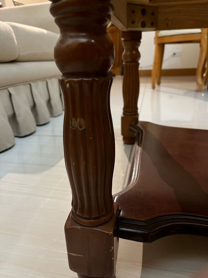 Wooden Coffee Table with Glass Top Set (Category: Tables & Sets) located in Santa Rosa. Submitted by e_y2026 (Listing ID 1427113996, Image 3). Description: Selling our Coffee Table Set -Negotiable -1 Long low table, 1 low side table -Both good condiiton, long table has slight scratches / chips on one of the legs -Tray part of the long table is slightly bent downwards but can still support moderate load (books, magazines, newspapers, etc.) Located