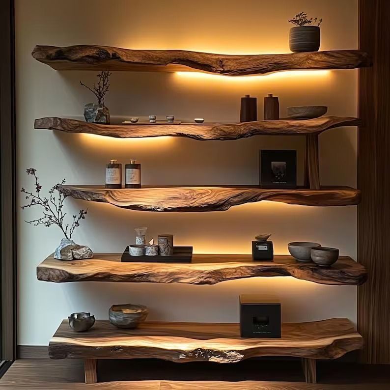 Wooden Tree Branch Wall Shelf (Category: Shelves, Cabinets & Racks) located in Caloocan City. Submitted by blessed0fnature (Listing ID 1427065479, Image 3). Description: Unique wooden wall shelf designed to resemble a tree branch. Features multiple shelves of varying sizes, perfect for displaying plants, books, or decorative items. The natural wood grain adds a rustic and organic touch to any space. Ideal for corners, this shelf provides both fun