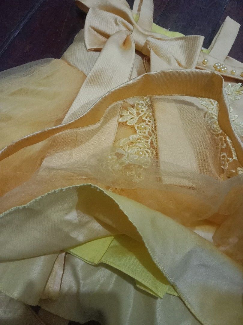 Yellow Party Dress with Bow (Category: Dresses) located in Marikina City. Submitted by cathdeeee (Listing ID 1427119658, Image 2). Description: 1-2 years old can fit.. .