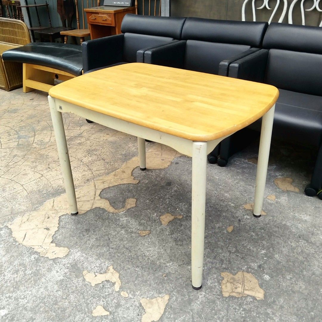 2nd hand MATSUDA Made in Japan Table (Category: Tables & Sets) located in Paranaque City. Submitted by 2ndcharmfurniture (Listing ID 1427262314, Image 3). Description: Sturdy table by Matsuda, made in Japan. It features a light-colored wooden top and cream-colored metal legs. The table dimensions are L90cm x W60cm x H70cm. It's a great addition to any space, offering both functionality and a touch of vintage charm. Perfect for small spaces or as 