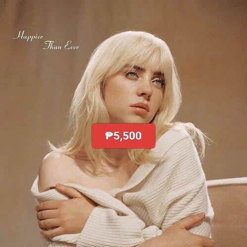 Billie Eilish - Happier Than Ever vinyl (Category: Vinyls) located in Manila. Submitted by jhenaloymerchandise (Listing ID 1427296952, Image 1). Description: Billie Eilish - Happier Than Ever Brand New sealed made in Germany .