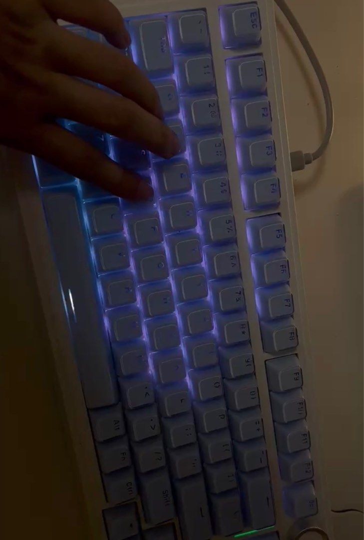 [RUSH Negotiable] Blue Jelly Keycaps (Keycaps ONLY) (Category: Computer Keyboard) located in Caloocan City. Submitted by rbeiieee (Listing ID 1427194367, Image 3). Description: Brand new. Attached to keyboard for demonstration:).