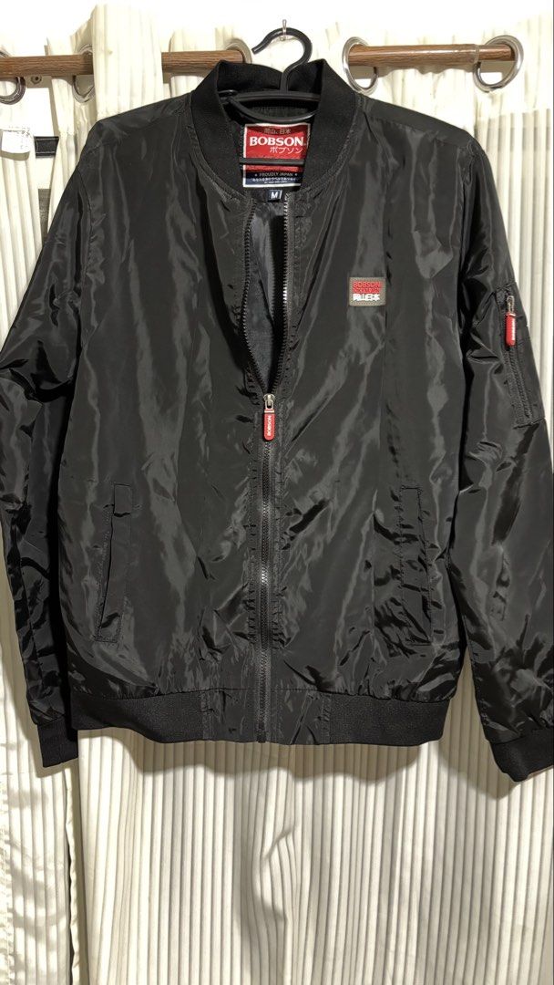 Bobson Bomber Jacket (Category: Coats, Jackets and Outerwear) located in Quezon City. Submitted by jerkyjake (Listing ID 1427308177, Image 1). Description: Bobson Bomber Jacket Mens - Medium Bought in SM Dept Store Used once only RFS: Decluterring items, too small Can ship via J&T Location: Novaliches, Quezon City.