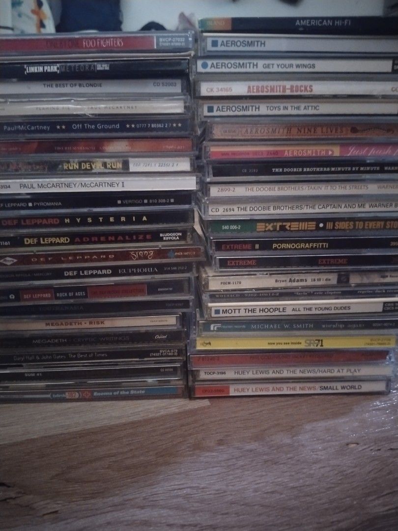 CDs for sale. Free shipping fee! (Category: CDs & DVDs) located in Cavite. Submitted by pszzz (Listing ID 1427234445, Image 1). Description: Sold as set. Fixed price. Free shipping fee! Bawal sa buraot at maarte. Majority are Japan press with OBI and bonus tracks Paul McCartney Megadeth Def Leppard Blink 182 Sum 41 Doobie brothers Eric Clapton Foo Fighters Linkin Park Hall & Oates Mott the Hoople Huey lewis Aerosmith Phil Collins SR 71 Extreme Br