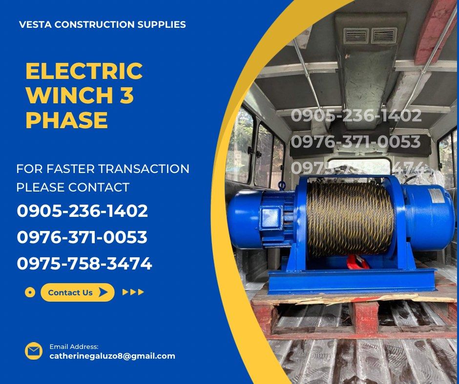 ELECTRIC WINCH (Category: Construction Tools & Equipment) located in Manila. Submitted by cathvesta_sales (Listing ID 1427177097, Image 1). Description: .