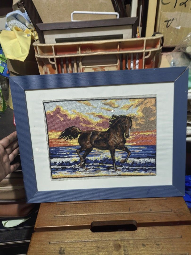 Framed Horse Cross Stitch (Category: Frames & Pictures) located in Cebu City. Submitted by dudes_villanueva (Listing ID 1427182388, Image 3). Description: Framed Horse Cross Stitch Wood and Glass Frame. 📌In very good condition. With minimal imperfection on the frame that can be fix. See all photos. L18xH14.10 in UK SURPLUS .