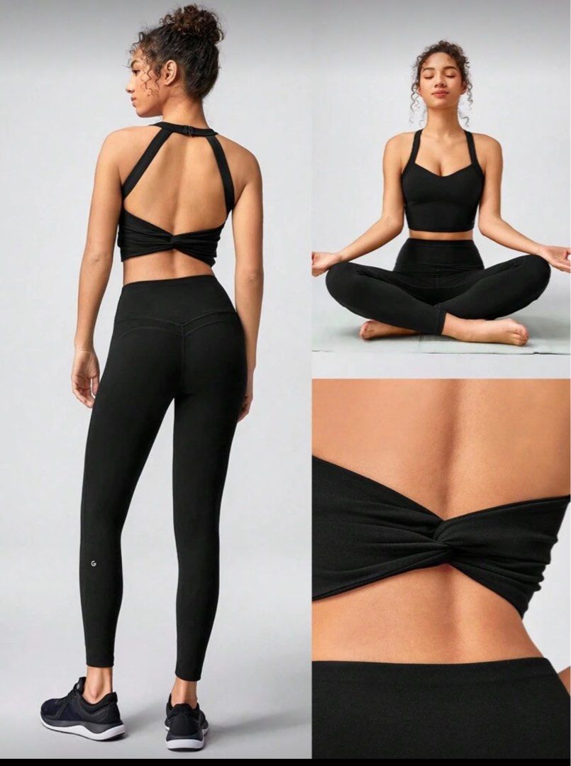Glowmode halter sports bra (Category: Activewear) located in Quezon City. Submitted by monmonmon13 (Listing ID 1427277813, Image 2). Description: Glowmode x Marika Sila Featherfit Halter Backless Sports Bra in BLACK 🐈‍⬛ - size small (best for 32A-32B) - offers light support - comes with removable pads - hook closure - 4 way stretch, buttery soft fabric - used once - perfect for yoga, pilates - bought for P960.