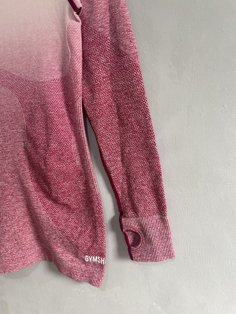 Gymshark Ombre Long Sleeve Top (Category: Activewear) located in Taguig. Submitted by _curatedfits (Listing ID 1427296926, Image 2). Description: Gymshark Longsleeve Ombre pink Size: W 15 to 19 L 25 No flaws - 250 Dm!.