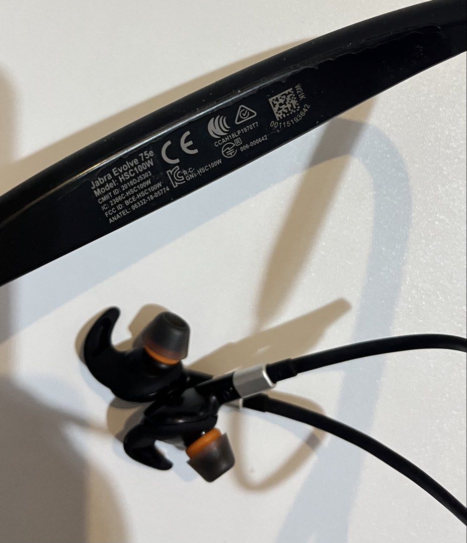 Jabra Evolve 75e (Category: Headphones & Headsets) located in Cebu City. Submitted by jimstuff (Listing ID 1427192859, Image 3). Description: Jabra Evolve 75e Please read below details ✅ Active Noise Cancellation ✅ Around the neck wireless earbuds ✅ Battery Health: Good in perfect condition ✅Upto 10hrs usage ✅Charging: approx 2 hrs full charge Inclusions: ✅Original micro usb cable charger ✅Original buds replacement ✅Original case Original Price i