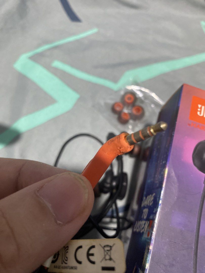 JBL Quantum 50 Wired In-Ear Earphones (Category: Headphones & Headsets) located in Quezon City. Submitted by aldenpv (Listing ID 1427241352, Image 3). Description: JBL Quantum 50 in-ear wired earphones Dedicated volume control, answer and mute button. Comes with extra ear tips that are still sealed and unused Has visible wear and tear around the rubber parts of the earphones but still works well. RFS:Decluttering .