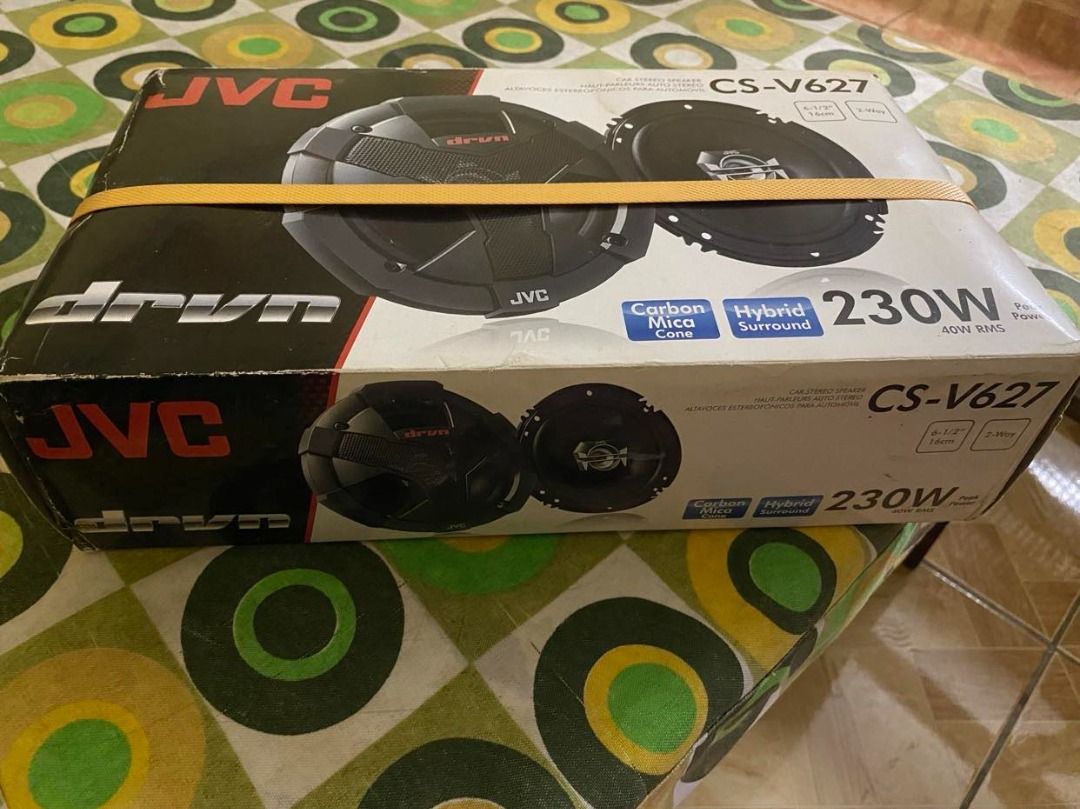 JVC CS-V627 Car Stereo Speakers (Category: Soundbars, Speakers & Amplifiers) located in Marikina City. Submitted by evgov120204533 (Listing ID 1427259266, Image 3). Description: JVC Specifications: Speakers Woofer CS-V627 Size 6-1/2’’ (16 cm) Type 2-Way Coaxial Carbon Mica Cone Yes Hybrid Surround (Rubber & Cloth) Yes Stamped Steel Frame Yes Strontium Ferrite Magnet Yes Tweeter CS-V627 Size 1’’ (2.5 cm) Type Poly-Ether Imide Balanced Yes Neodymiu