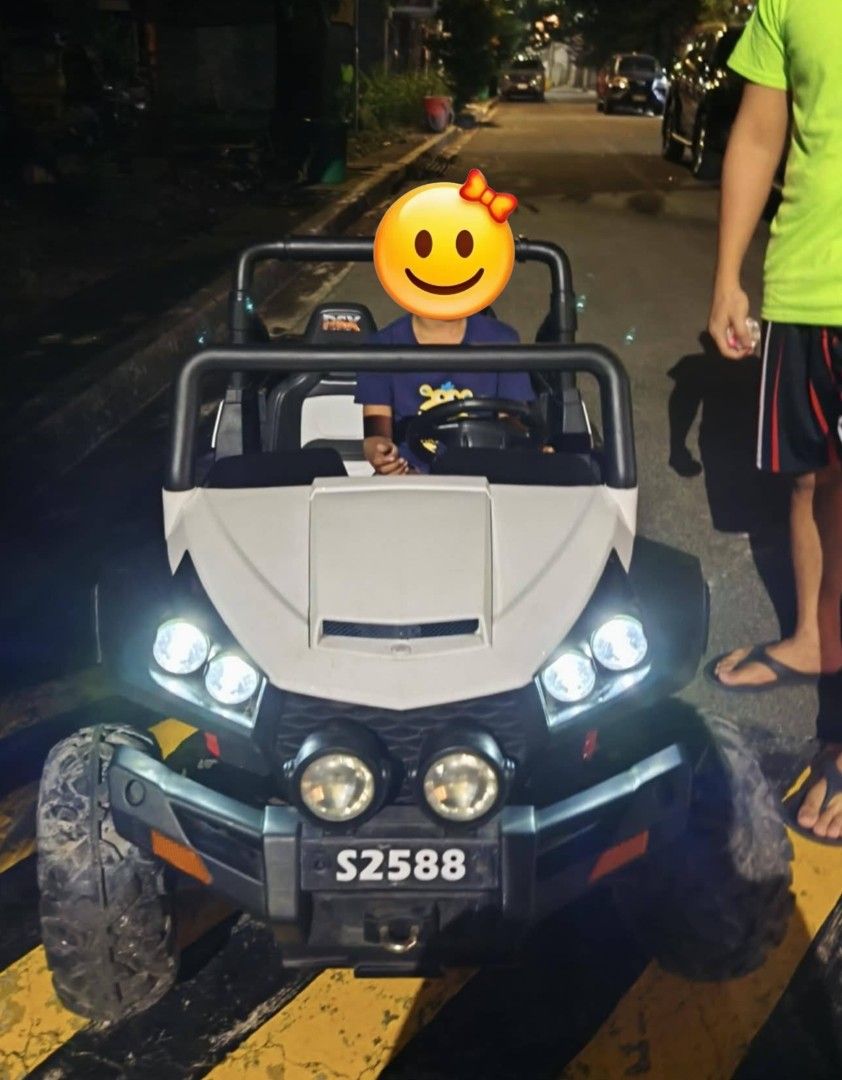 Kids Car ATV Rechargeable (Category: Remote Control Toys) located in Quezon City. Submitted by mrsincognito (Listing ID 1427238618, Image 1). Description: Bagong battery Direct sa battery ang pag CHARGE May need ayusin sa electrical nabasa kasi, wala akong time magpa gAwa kaya mababang price ko na ibigay. Pick up sjdm, bulky po eto if kukunin naka pick up. ​Capacity: 2-seater (designed for two small children or one older child). ​Power: Usually e