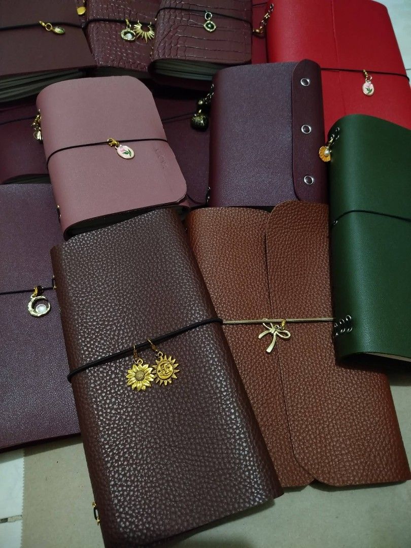 Leather Notebook with Charms (Category: Stationery & School Supplies) located in Bulacan. Submitted by jazzmer5260481 (Listing ID 1427291000, Image 1). Description: Our customized Leather Folios are back. Pre-order and rush orders are available. Available in a5 and a6. You can choose charms, rivets, laces and engrave. Price starts at P349. DM us to order. ✨🌻.