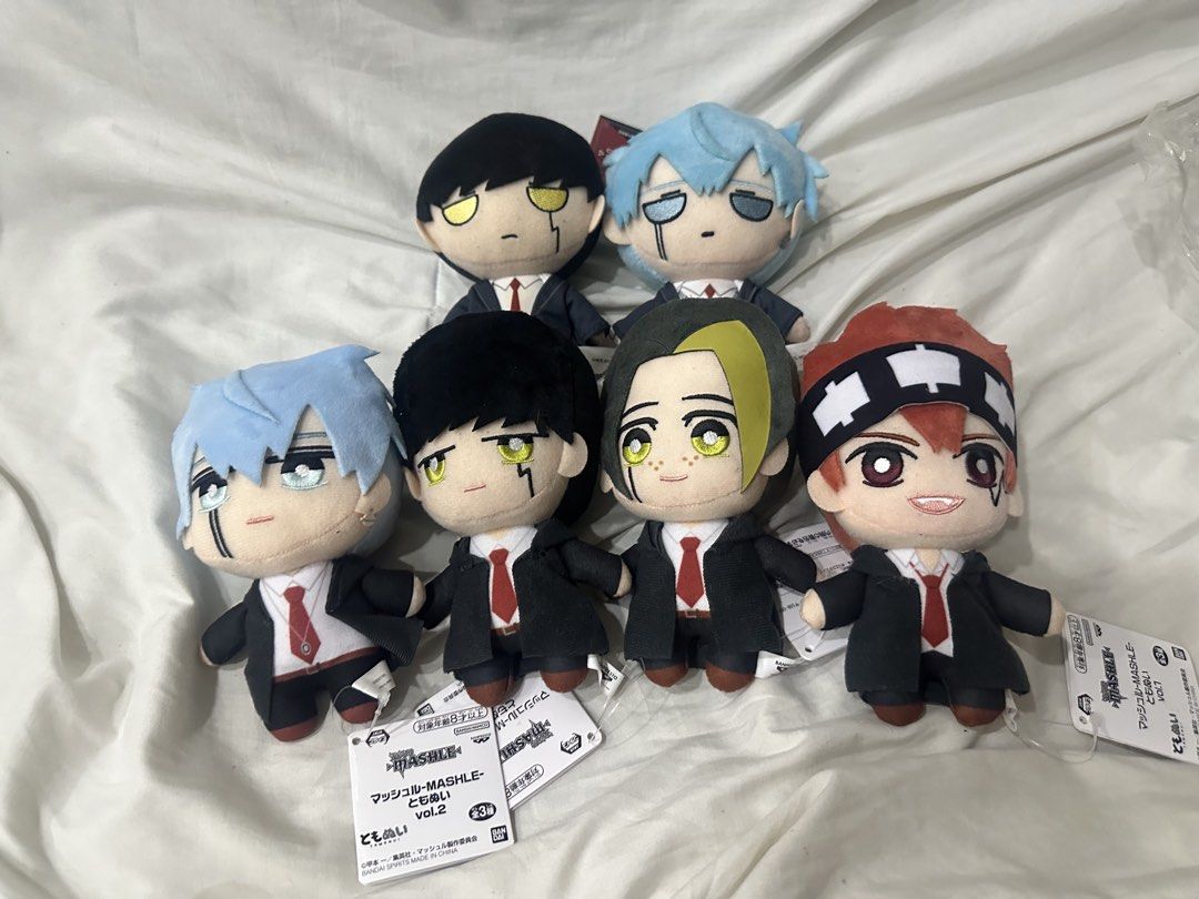 MASHLE, Magic and Muscles charm-sized plushies (Category: Plushies & Soft Toys) located in Manila. Submitted by chestersauce_ (Listing ID 1427300050, Image 1). Description: MASHLE Magic and Muscle charm-sized plush all with tags, except for mashle small taito.