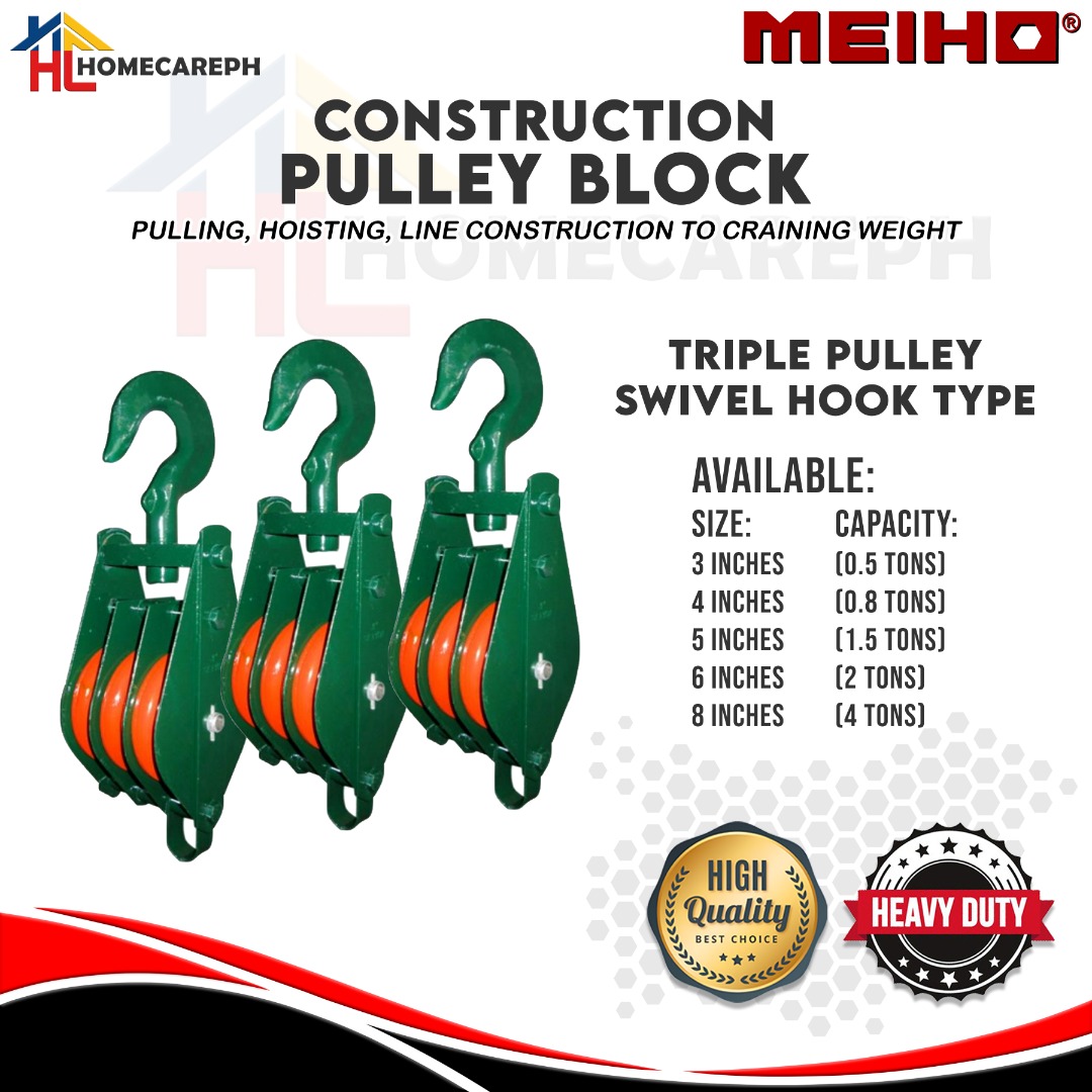 Meiho Construction Pulley Block (Triple Pulley), Commercial ...