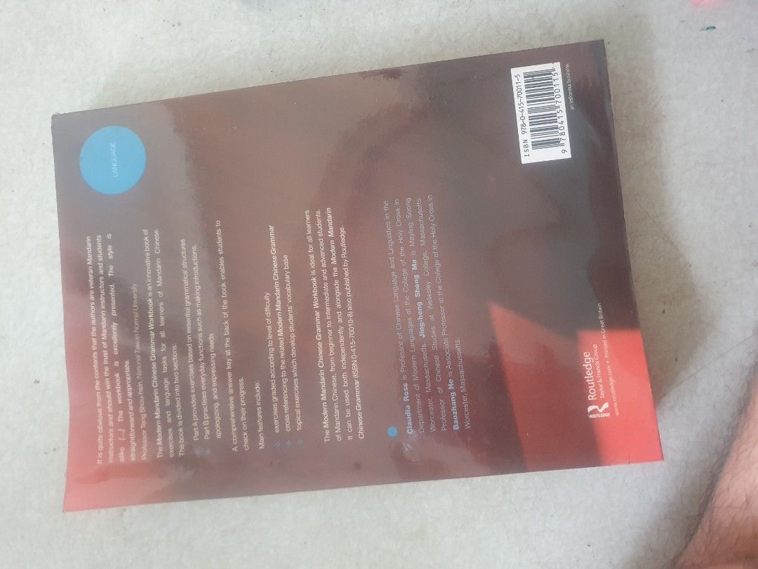 Modern Mandarin Chinese Grammar Workbook (Category: Textbooks) located in San Pablo. Submitted by happyflower_4a9f30 (Listing ID 1427182045, Image 2). Description: Workbook for Modern Mandarin Chinese Grammar. The book is a workbook, and it is likely intended for students learning Mandarin Chinese. The book is published by Routledge..