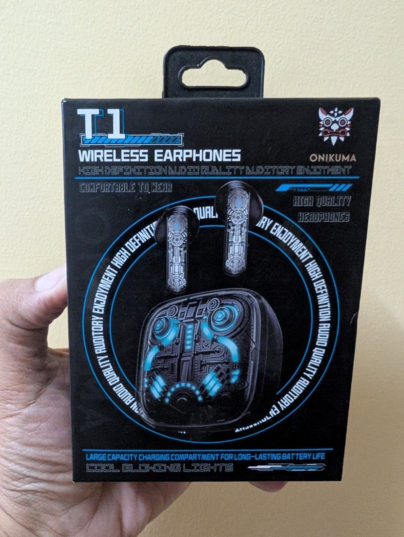 Onikuma T1 Bluetooth earphones (Category: Earphones) located in Quezon City. Submitted by unboxingtito (Listing ID 1427307613, Image 1). Description: Brand new and unused .