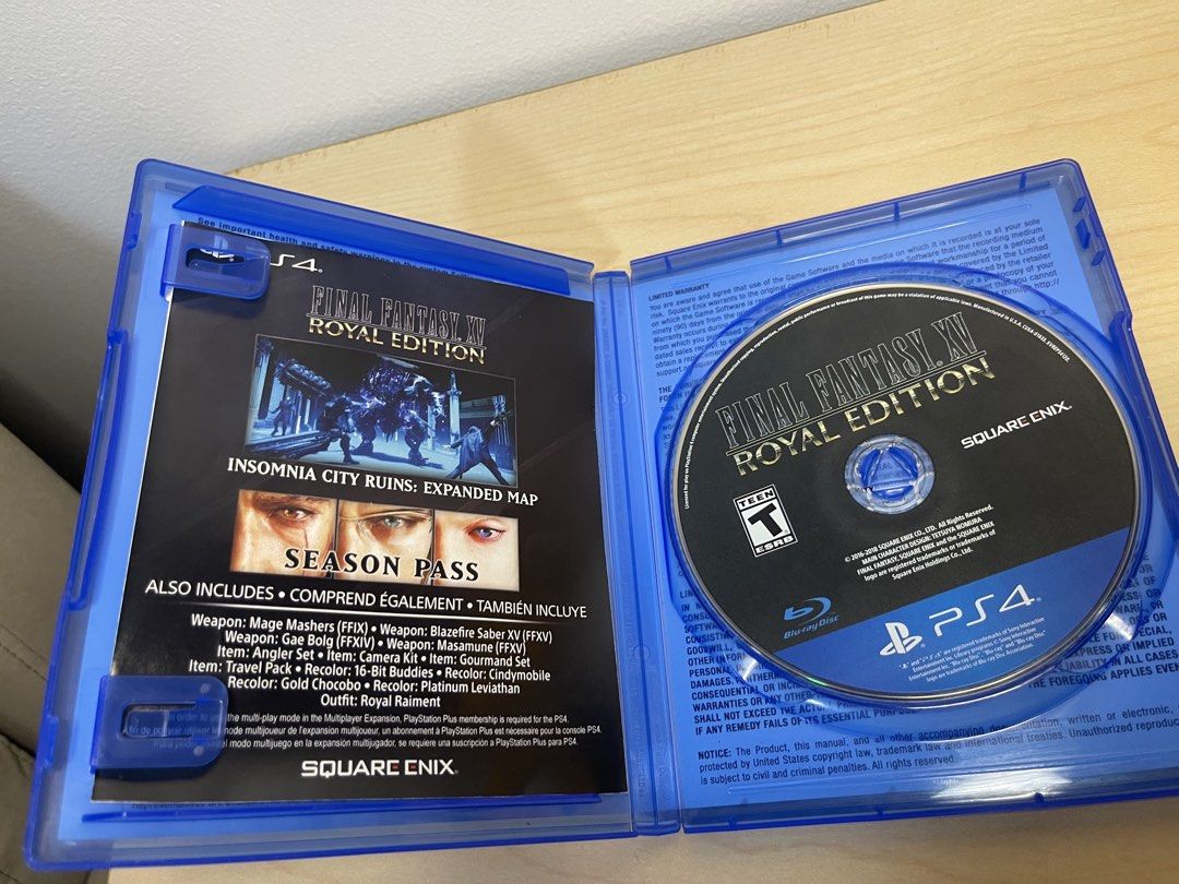 PS4 – Final Fantasy XV Royal Edition (Unused Code) (Category: PlayStation) located in Pasig City. Submitted by tjfindspreloveditems (Listing ID 1427272382, Image 3). Description: 🎮 For Sale: PS4 – Final Fantasy XV Royal Edition (code is US so you need a US PSN Account) 💰 Price: ₱990 Condition: ✔️ Fully working ✔️ Tested and playable ✔️ Scratchless disc ✔️ Excellent condition Includes the Royal Edition content with additional features and expand
