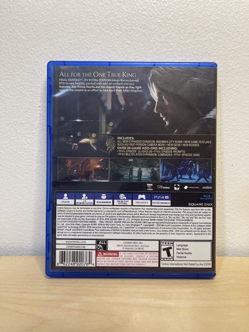 PS4 – Final Fantasy XV Royal Edition (Unused Code) (Category: PlayStation) located in Pasig City. Submitted by tjfindspreloveditems (Listing ID 1427272382, Image 2). Description: 🎮 For Sale: PS4 – Final Fantasy XV Royal Edition (code is US so you need a US PSN Account) 💰 Price: ₱990 Condition: ✔️ Fully working ✔️ Tested and playable ✔️ Scratchless disc ✔️ Excellent condition Includes the Royal Edition content with additional features and expand