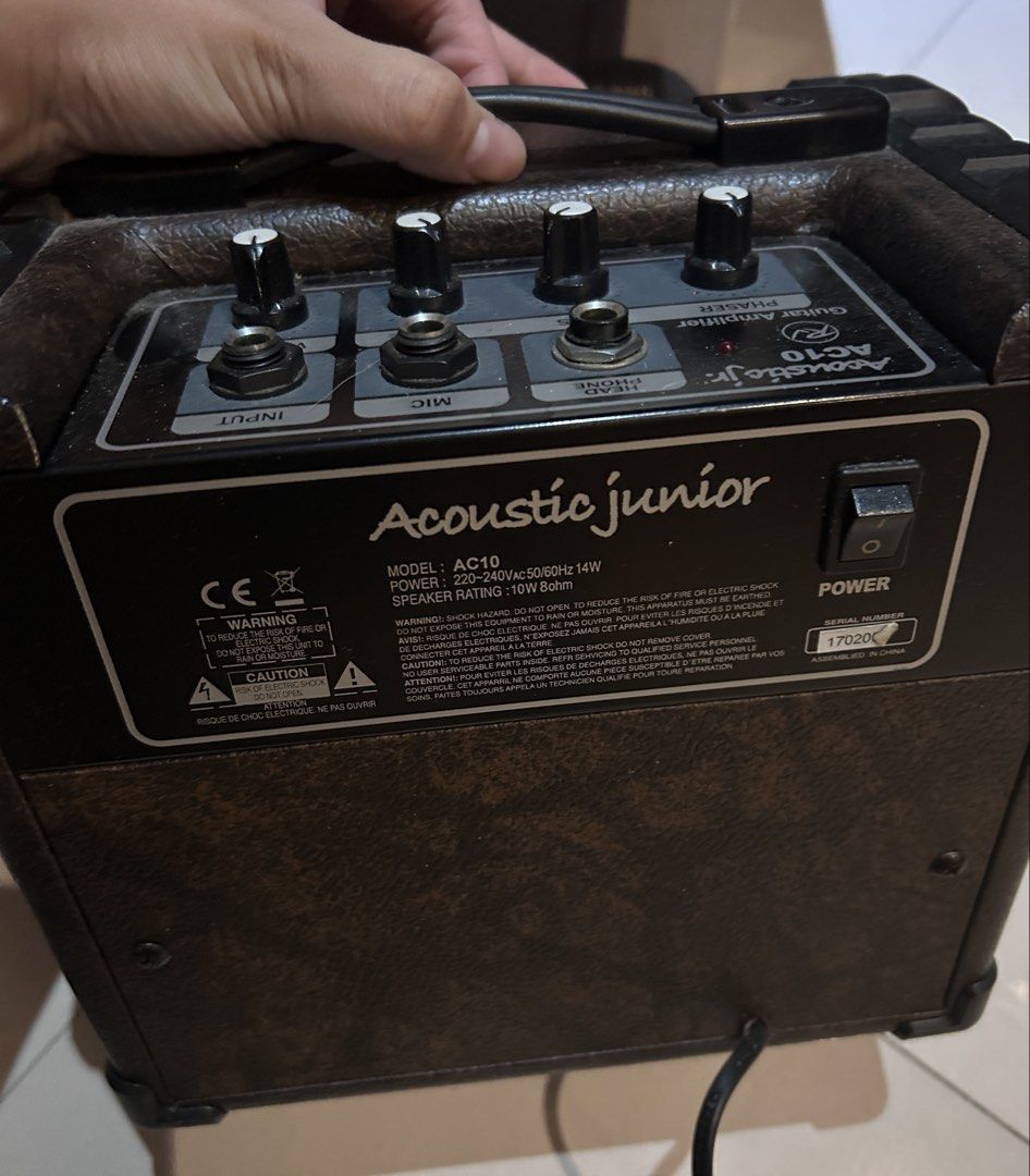 RJ Acoustic Junior AC10 Guitar Amplifier (Category: Musical Instruments) located in Mandaluyong City. Submitted by sgauze (Listing ID 1427273714, Image 2). Description: PLEASE READ / Ugaliing mag-basa ng maayos 🙏 1.) RJ Acoustic Junior AC10 Guitar Amplifier. This is a SMALL amplifier specifically made for acoustic guitars. It can double as a speaker. 2.) OG price: 3k. Why 2,700 resale?: - No defects, ilang taon na sakin (about a decade, more or 