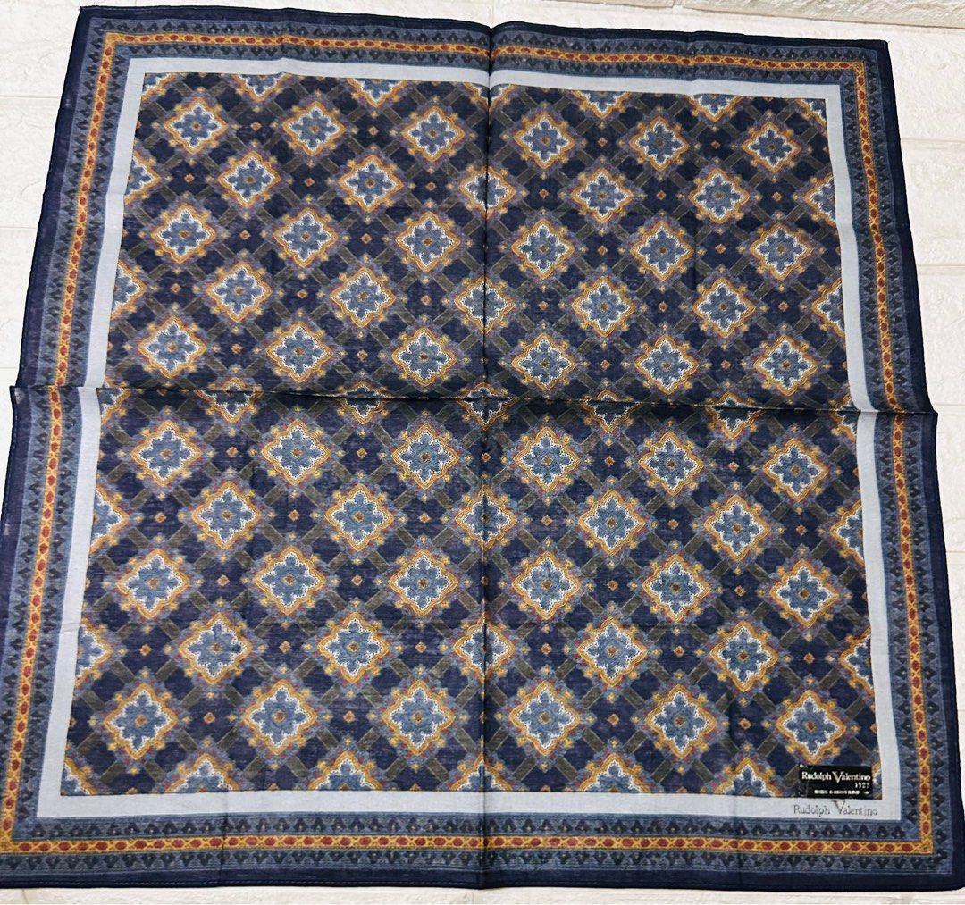 Rudolph Valentino Handkerchief (Category: Handkerchief & Pocket Squares) located in Manila. Submitted by rarefindsgallery (Listing ID 1426482446, Image 2). Description: Rudolph Valentino Paisley Handkerchief Size: 18” x 18.5” 💯 cotton fabric Brand new Made in Japan 🇯🇵 .