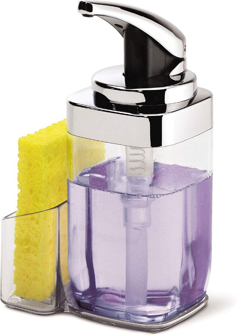 simplehuman 22 oz. Square Push Pump Soap Dispenser, Old, Chrome (Category: Water Purifiers & Dispensers) located in Las Pinas. Submitted by techsmartph (Listing ID 1427290733, Image 2). Description: PRECISION LEVER - Engineered for precise, effortless dispensing with just one hand. Press lightly for a little soap and further to get even more. REMOVABLE CADDY - Pump lifts off caddy for easy cleaning. NO MESSY SPILLS - Wide opening makes refills fa