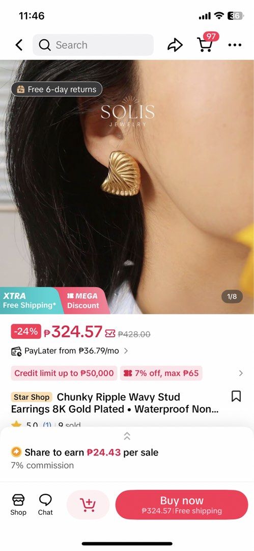 SOLIS Jewelry Chunky Ripple Wavy Stud Earrings (Category: Earrings) located in Manila. Submitted by mkydrandom (Listing ID 1427312662, Image 1). Description: .