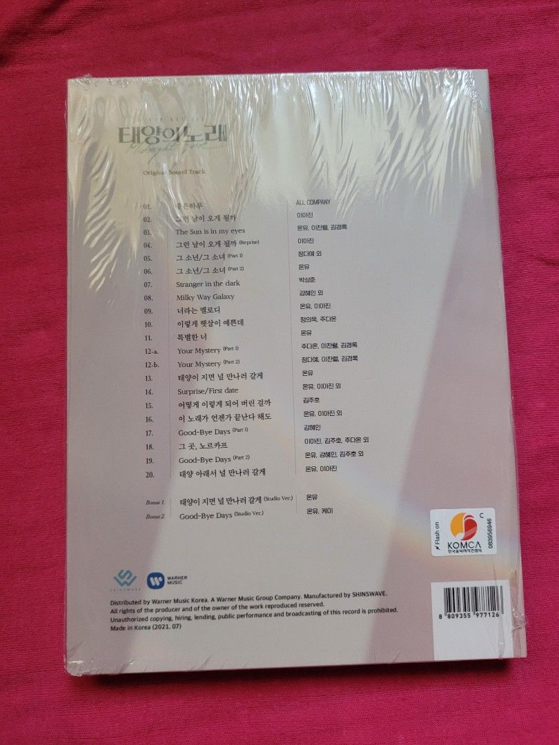 SHINee Onew Midnight Sun OST album (Category: CDs & DVDs) located in Manila. Submitted by naila_s_things (Listing ID 1427178507, Image 2). Description: Unsealed SHINee Onew Midnight Sun OST. Includes the original soundtrack. The CD is still in its original packaging. The back of the CD case shows the tracklist. includes 2 official PC Item location: Ilocos Norte.