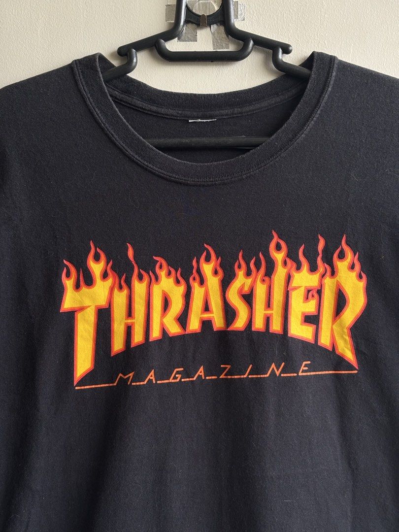 Thrasher Magazine T-shirt (Category: Tshirts & Polo Shirts ) located in Cavite. Submitted by epithrift_ (Listing ID 1427181566, Image 2). Description: Both cut tag White size XL Dimes 23W 31L No issue Black size L Dimes 21W 28L No issue 350 for both .