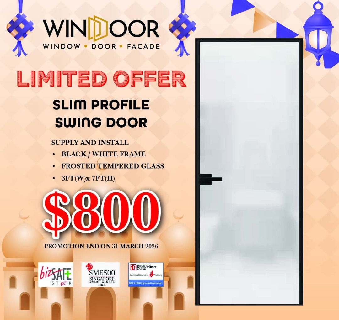 [HARI RAYA PROMO] SLIM PROFILE SWING DOOR - FROSTED, Furniture & Home ...
