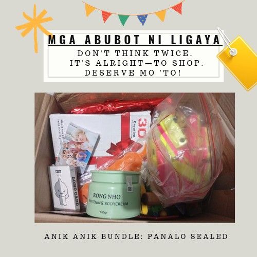 Anik Anik Bundle (Category: Storybooks) located in Taguig. Submitted by mgaabubotniligaya (Listing ID 1427322361, Image 1). Description: BUNDLE ANIK ANIK Preloved From Mystery Parcels, Japan Surplus, Store pull outs PAY AS YOU ORDER/ MINE Bawal sa MASELAN, MAARTE at IYAKIN. Pwede lang 'to sa MADISKARTE . As is bundle take all po ito - Ibig Sabihin, kung anong darating sayo: Sira, marumi man o buo, preloved, brandnew, LABAN kung mag ma MINE. Kung 