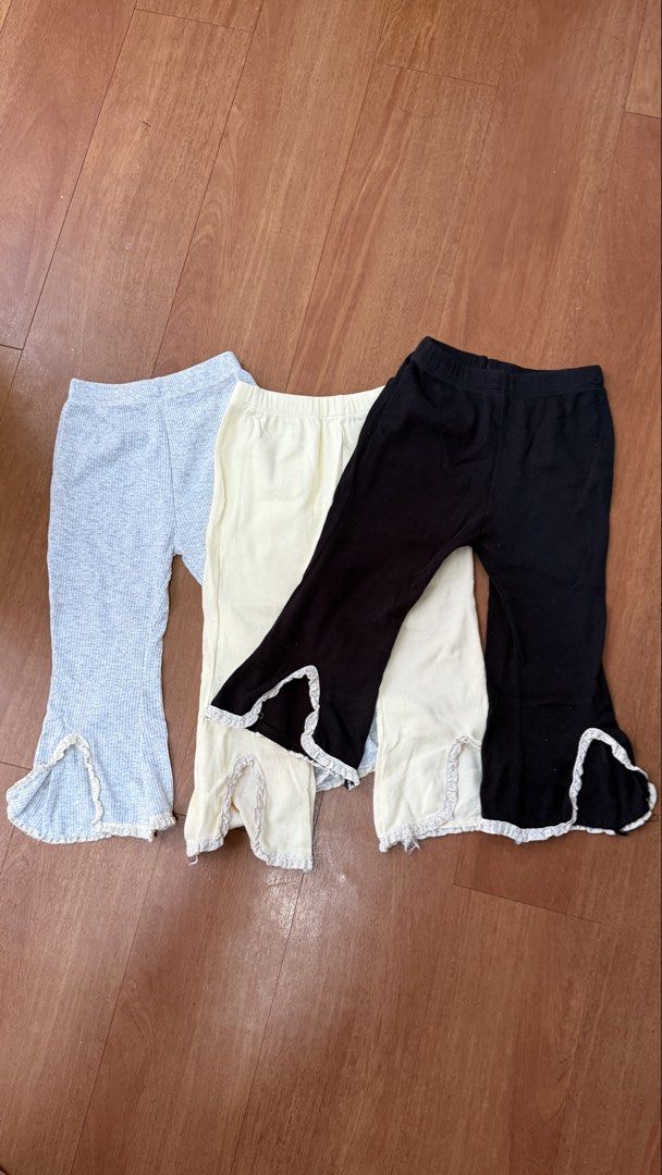 Baby Flare Pants (Category: Babies & Kids Fashion) located in Muntinlupa City. Submitted by katjmd (Listing ID 1427345943, Image 1). Description: 280 for 3 pants Never used Fits 2-4 yrs old.