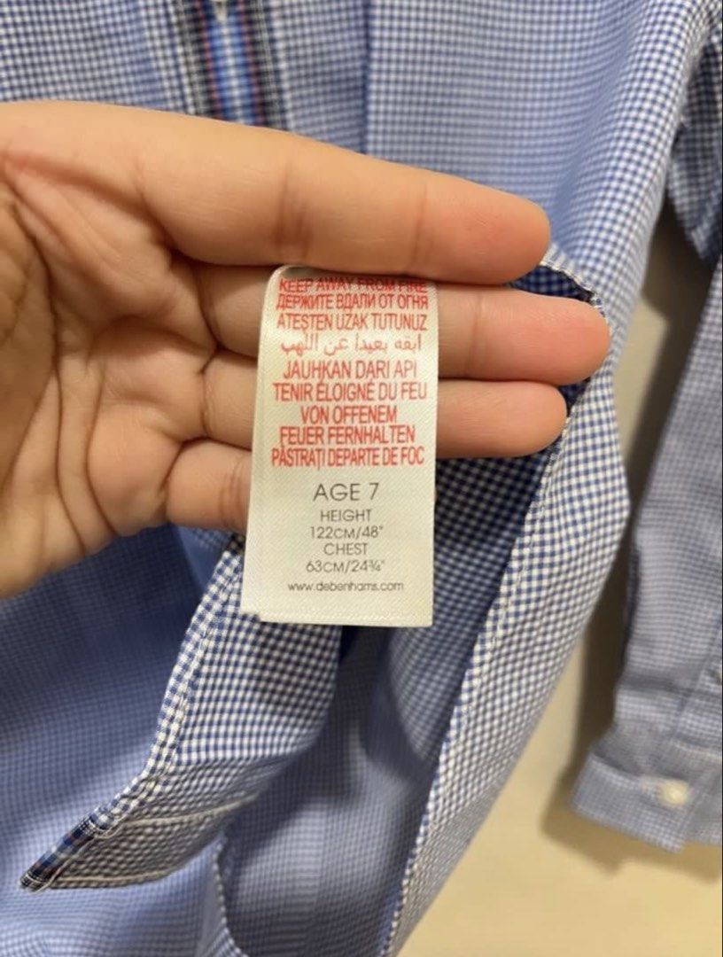 Blue Zoo Checkered Shirt - Age 7 (Category: Babies & Kids Fashion) located in Bacoor. Submitted by chemartin (Listing ID 1427462968, Image 2). Description: Long sleeves polo kids 5-6 years old used once to slightly used only fits to 7 petite no stains/damage PHP 250 SF rate: PHP 60 small pouch, 120 medium pouch within metro manila, others: upon checking on jnt app fits 4-6yo MOD: via JNT or lalamove MOP: Gcash/Bank Transfer only No COD, No Meet u