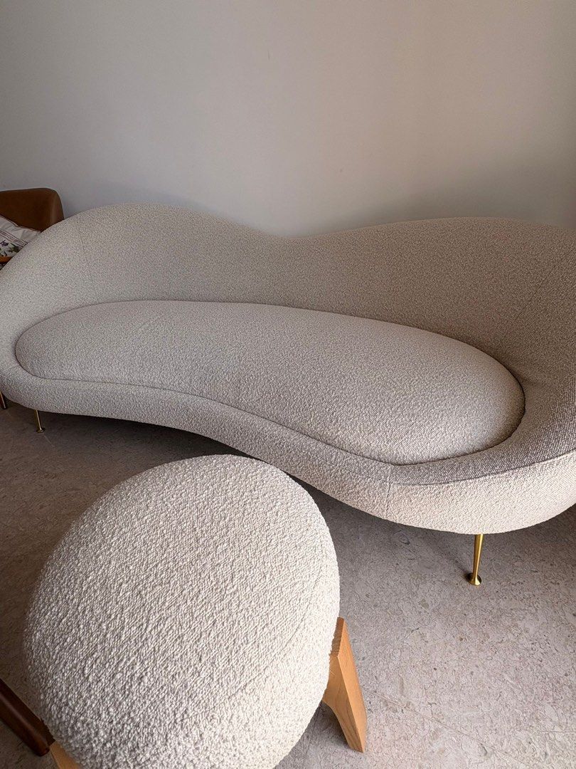 Boucle Performance Sofa (Category: Sofas) located in Singapore. Submitted by gesesg (Listing ID 1427360013, Image 1). Description: Castlery Boucle Performance Sofa, color Snow in great condition. Almost like new, no stains or damage to the sofa, snow fabric cover or legs. For more details -> https://www.castlery.com/sg/products/odette-performance-boucle-sofa?material=white_quartz.