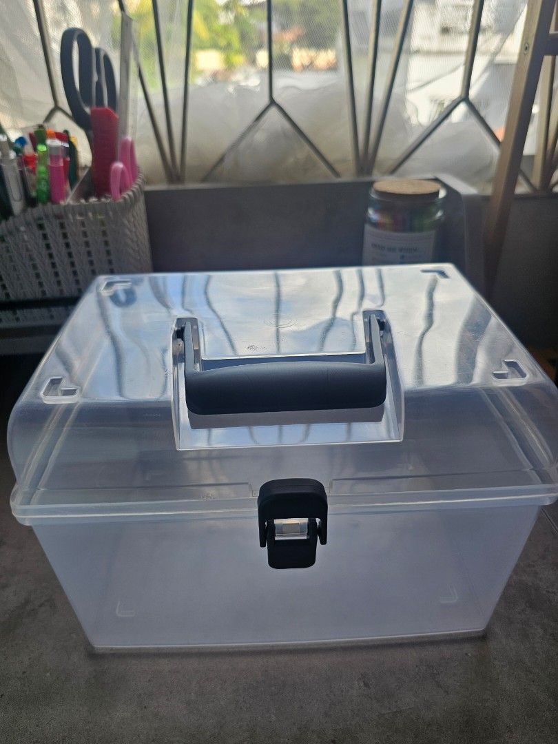 Clear Plastic Storage Box with Handle