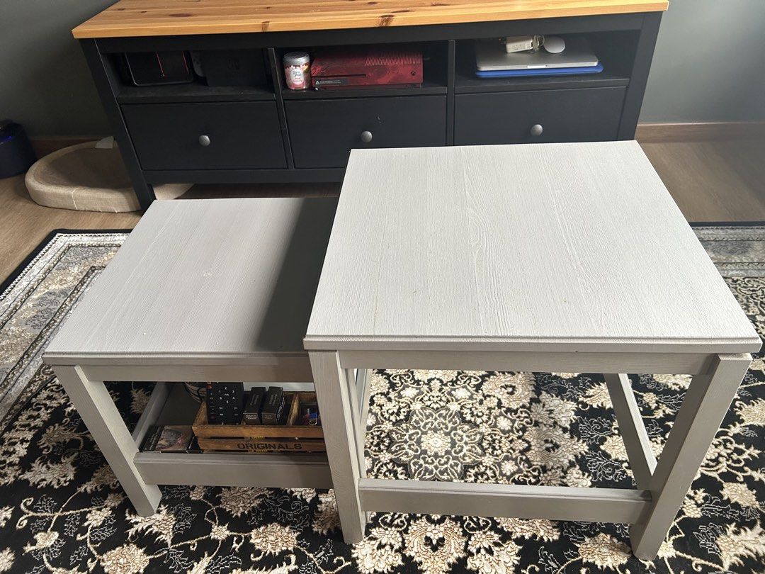 Coffee table IKEA Nesting Tables - Grey (Category: Tables & Sets) located in Singapore. Submitted by ashty (Listing ID 1427356947, Image 3). Description: Set of two IKEA nesting tables in grey. The larger table is 50cm x 50cm, and the smaller table is 42cm x 42cm. Perfect for small spaces or as side tables..