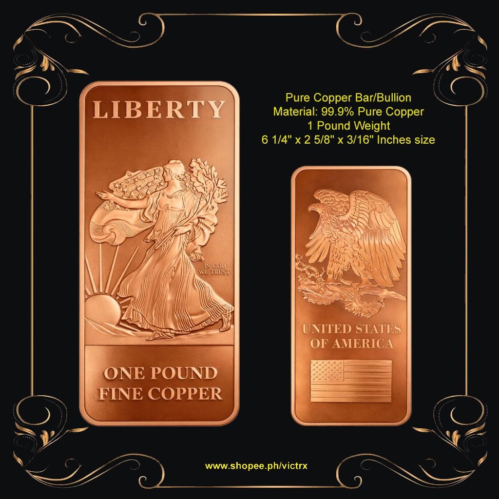 Copper Bullion Bar, Round, and 100 Dollar Note (Category: Currency) located in Quezon City. Submitted by victr2 (Listing ID 1427197688, Image 1). Description: 1 Pound Copper Bar Bullion - Walking Liberty Design - 99.9% pure copper Material: Pure Copper 99.9% Type: Bar/Bullion Weight: 1 Pound Free: 1oz Bar or Rounds as seen on pics Item for pickup at our Location in North Fairview Quezon City. Delivery via lalamove also available payment thru bank