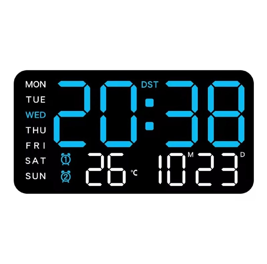 Digital Wall Clock (Category: Clocks) located in Muntinlupa City. Submitted by gdupalco (Listing ID 1427431380, Image 2). Description: Digital Wall Clock With Temperature Size : 21.5*11*3cm/8.5*4.3*1.1inch Power : Battery 3 x AAA USB 5v 1a Price : 200 per pcs 175 each for 2pcs and Up Available on hand 12pcs. Green and Blue With White Back and Blue With Black Back.