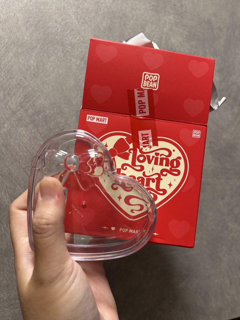 Empty acrylic box container heart valentine case casing for pop bean ...
