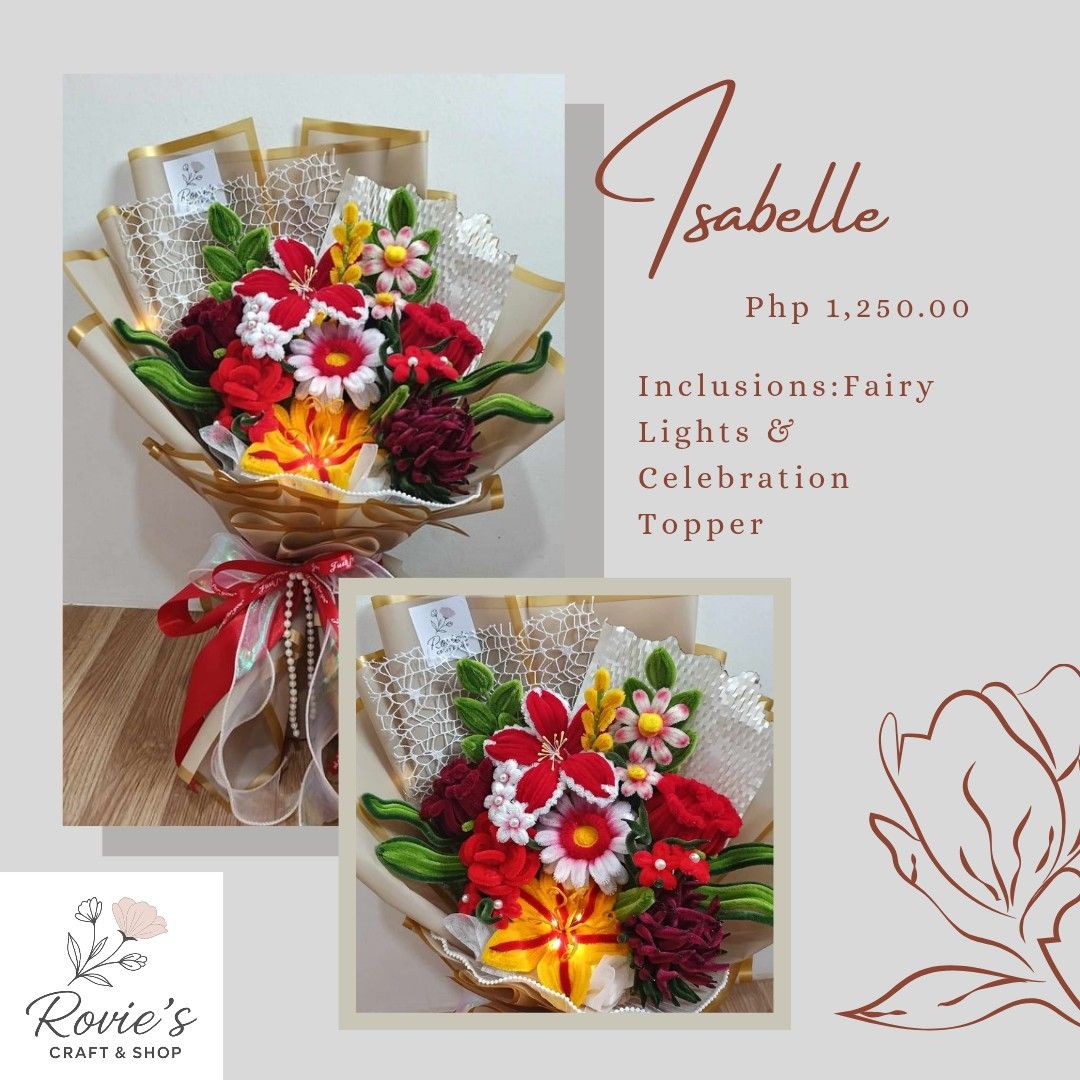 Fuzzywire Bouquet - Tangled Inspired (Category: Flowers & Bouquets) located in Muntinlupa City. Submitted by roviescraftandshop (Listing ID 1427417756, Image 1). Description: Fuzzywire Bouquet -Tangled Inspired Inclusions: Fairy lights & Celebration Topper/Card.