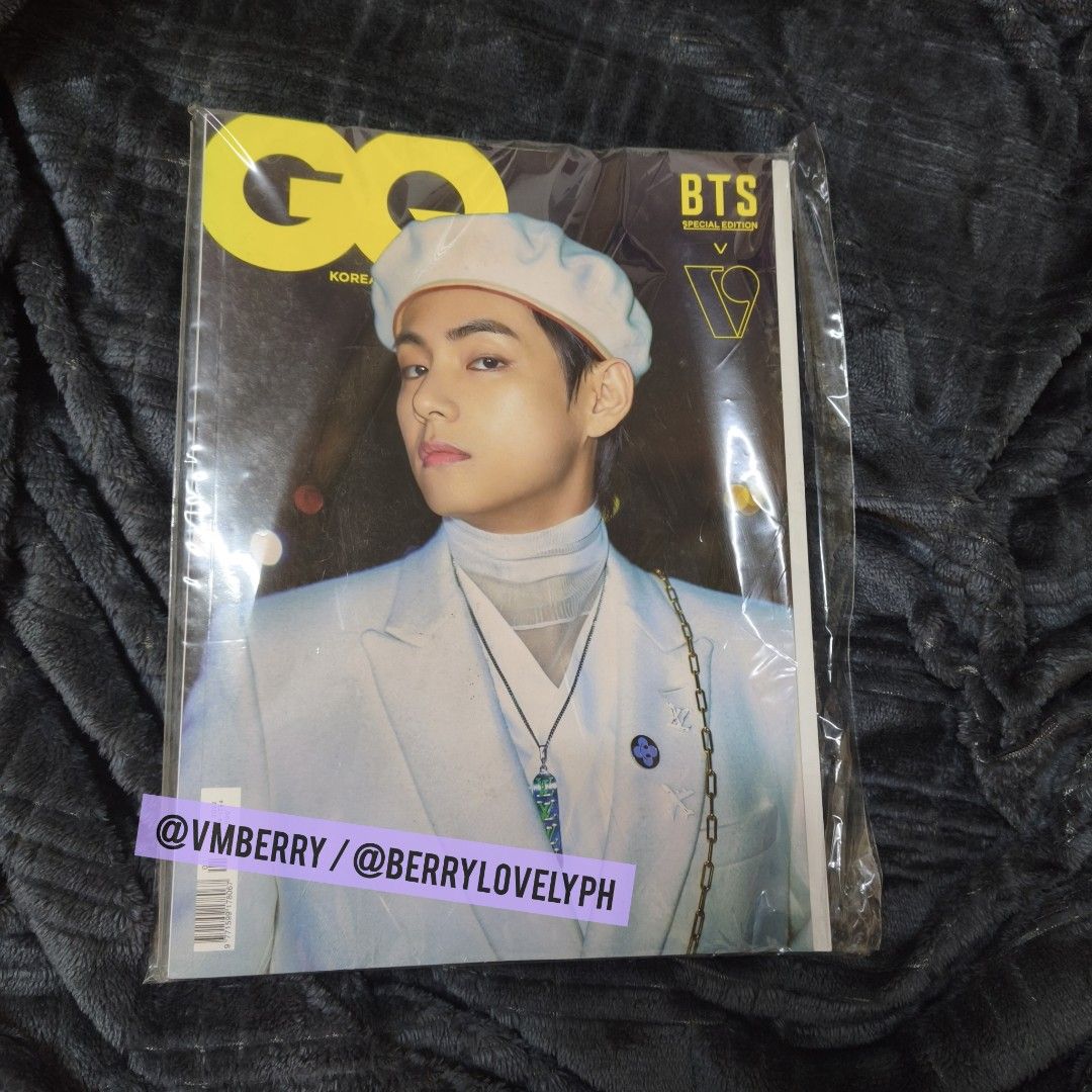 GQ Magazine BTS V cover (Category: Magazines) located in Quezon City. Submitted by vmberry (Listing ID 1427396440, Image 1). Description: - good/mint condition, opened once - msg me for any inquiries 😊 MOP: gcash, bdo, maribank MOD: j&t, grab/lalamove, sco.
