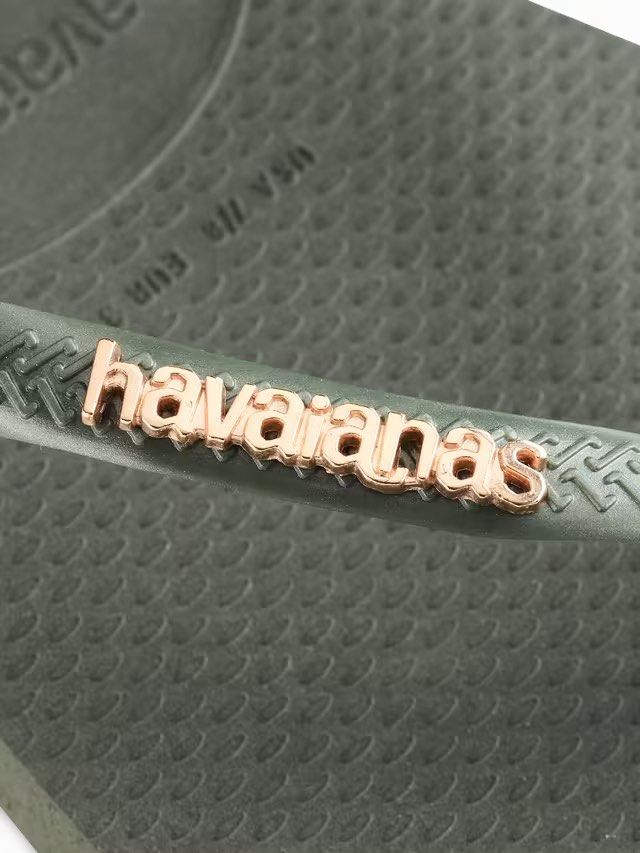Havaianas Slim Square Metallic Logo Olive Green Flip-Flops (Category: Flipflops and Slides) located in Singapore. Submitted by mmmm_ (Listing ID 1427390735, Image 2). Description: Brazilian size 35/36 Brand new!.