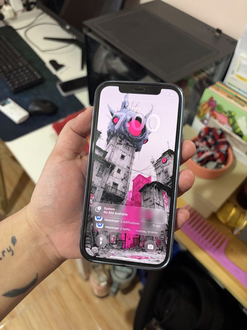 Iphone 12 - 128gb Blue (Category: iPhone 12 Series) located in Taytay. Submitted by tyhramizu (Listing ID 1427484893, Image 1). Description: iPhone 12 128 gb unit only FU Blue 71% bh orig batt pa Slight chips sa camera paint yung nakapaligid sa lens but camera quality still the same Reset upon sure buyer 12,000 NEGOTIABLE meet up/lalamove only (if lalamove, payment through bank transfer upon pick up; rider won’t leave unless paid) Rfs: Extra phon