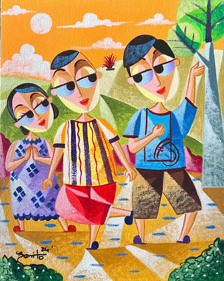 Joyful Triad - Jovan Benito (Category: Art & Prints) located in Taguig. Submitted by drybrushgallery (Listing ID 1427327508, Image 1). Description: Joyful Triad Jovan Benito, 2026 Oil on Canvas Artwork Dimension: 10" x 8" with Certificate of Authenticity PM FOR INQUIRY 0917 565 2917 .