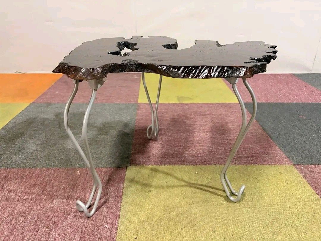 Live Edge Coffee Table with Metal Legs (Category: Tables & Sets) located in Valenzuela. Submitted by princeraya55649 (Listing ID 1427399352, Image 3). Description: Live Edge Coffee Table / Side Table SOLID WOOD TOP!!! Slab with Natural Gaps Elegant Slim Hairpin Metal Legs Price : 5500 *VIDEO ON COMMENT 19L x 17W x 14H inches In VERY good condition Code HOMEBOSS.