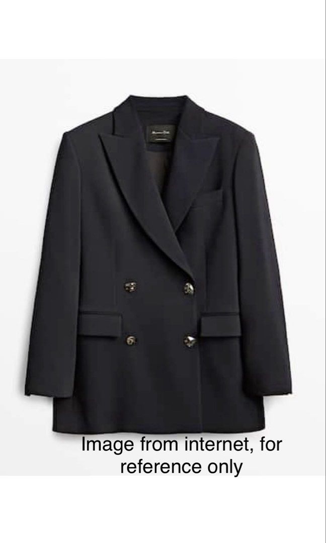 Massimo Dutti Suit Double-Breasted Blazer and Trousers （分類：套裝）位於 Hong Kong。 由 matchsticky 提交（商品編號 1427249417，圖片 1）。簡介： Massimo Dutti navy suit Sold as a set with blazer jacket (never worn without tags) and pleated trousers (never worn, with tags) Blazer is double breasted with gold tone buttons, matching one-button cuff, D-ring belt in the same fabric which can be fastened in front or at the back. Trousers are pleated, high waisted, with slant po