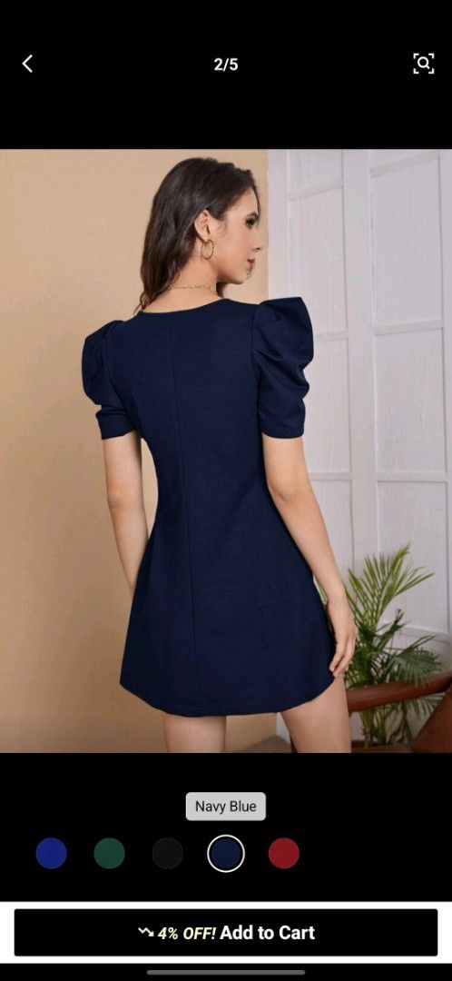 Navy Blue Puff Sleeve Dress (Category: Dresses) located in Pasig City. Submitted by raindeclutters (Listing ID 1427331263, Image 2). Description: .