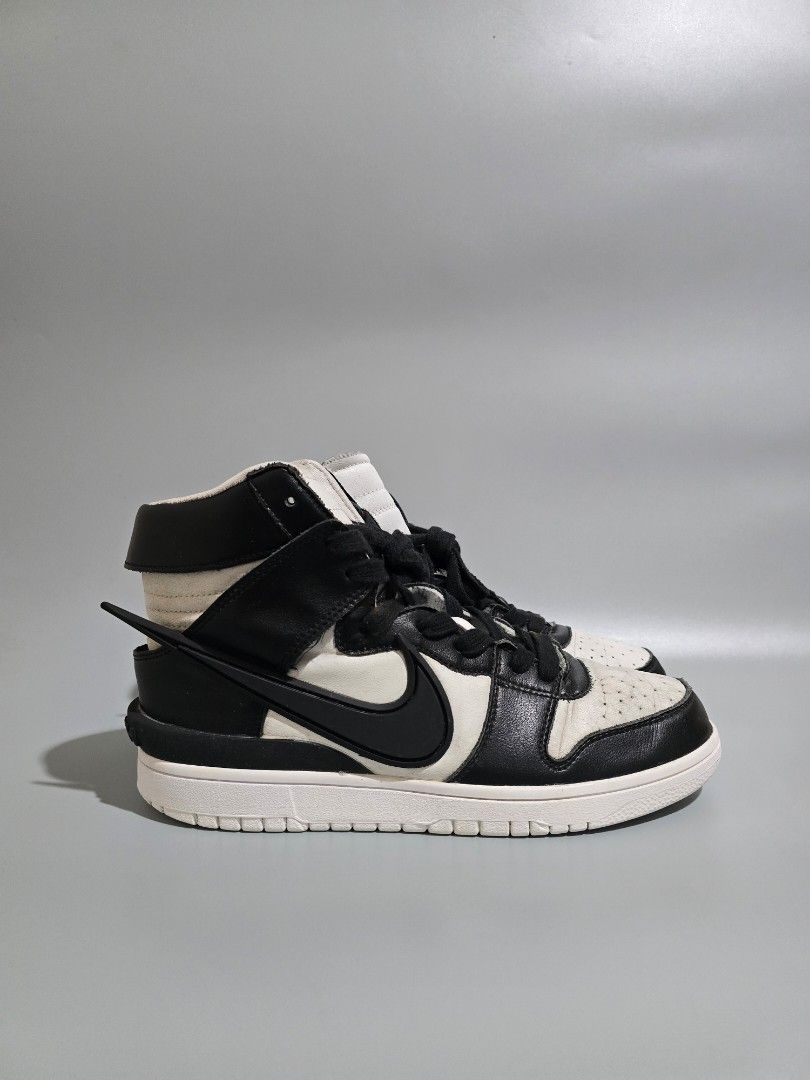 Nike Dunk High x Ambush Black White (Category: Sneakers) located in Baguio. Submitted by pinkpixie (Listing ID 1427392164, Image 1). Description: - Nike Dunk High Ambush - Black and White colorway - Size: US 9.5 - Leather upper - Padded tongue and collar - Iconic Nike Swoosh - White midsole, black outsole - Includes original laces.