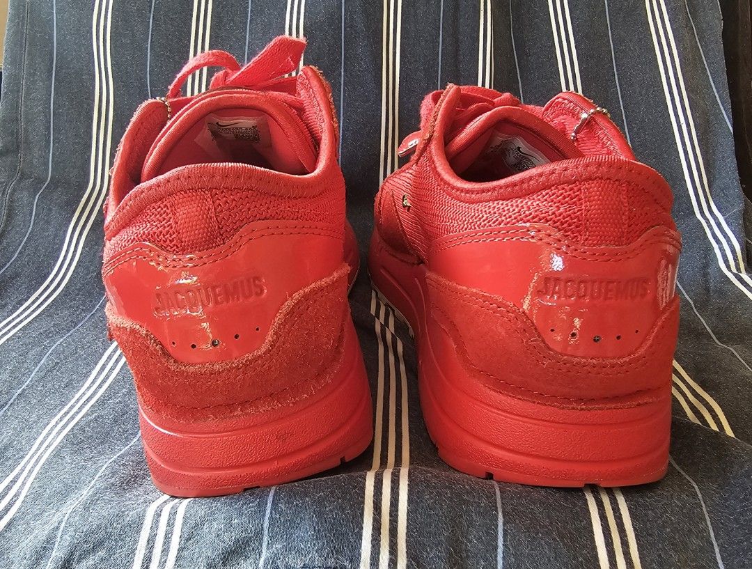 Nike x Jacquemus Air Max 1 Sneakers (Category: Sneakers) located in Las Pinas. Submitted by randomstuff_88 (Listing ID 1427362891, Image 2). Description: Nike - Air Max 1 ’86 Jacquemus - Mystic Red 10W/27CM (8.5-9 Mens) Lighty used. No Box. 100% Original. Bought In Japan Metro Manila buyers only please..