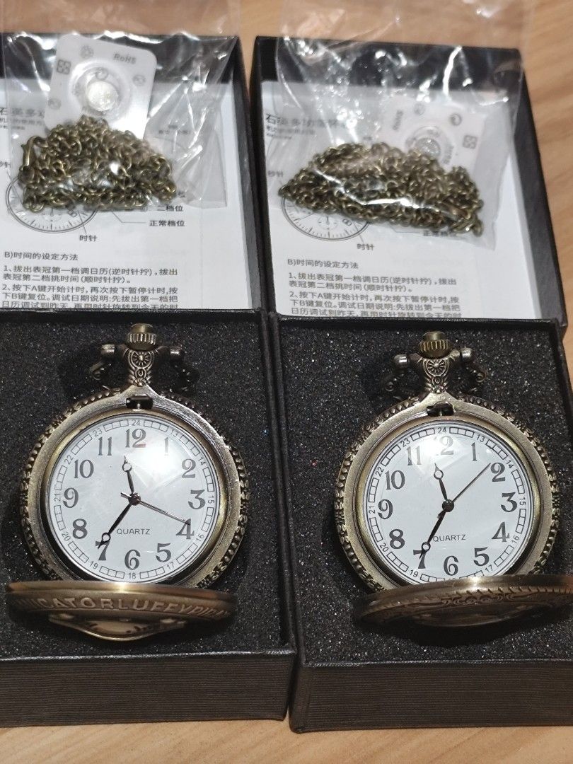 One Piece Pocket Watch (Category: Men's Watches) located in Manila. Submitted by hzdeclutterstuffscollectionsph (Listing ID 1427348878, Image 3). Description: Brand New with Box and extra battery 🎁GIFT-READY‼️ 249 each SIZE: giftbox approx. 3.5" H pocket watch approx. 2.5"H 📍PASIG.